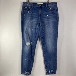 Gap Jeans Woman's Denim Sz 32 Tall Best Girlfriend Distressed Paint Splatter EUC